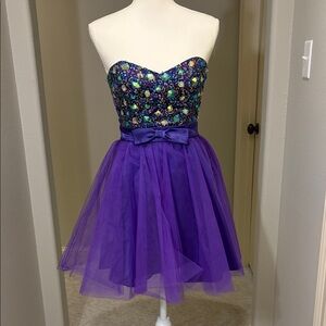 Masquerade Strapless Purple Sequin Dress